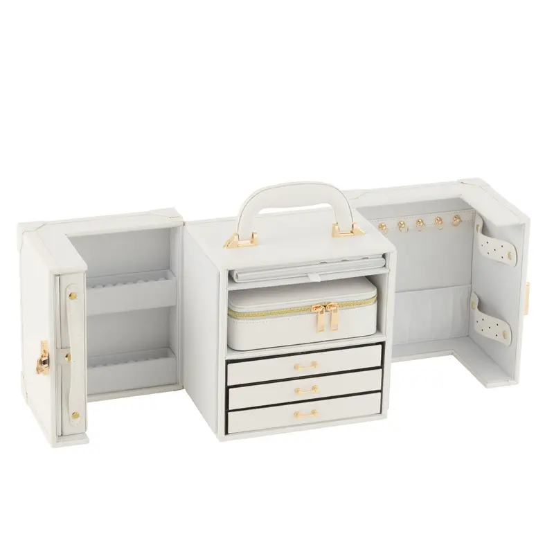 Juwelenkoffer Met Handvat Kunstleder Wit J-Line