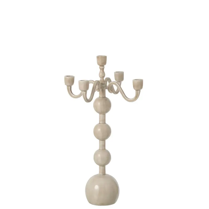 Kaarshouder 5 Armen Bal Aluminium Lichtbeige Large J-Line
