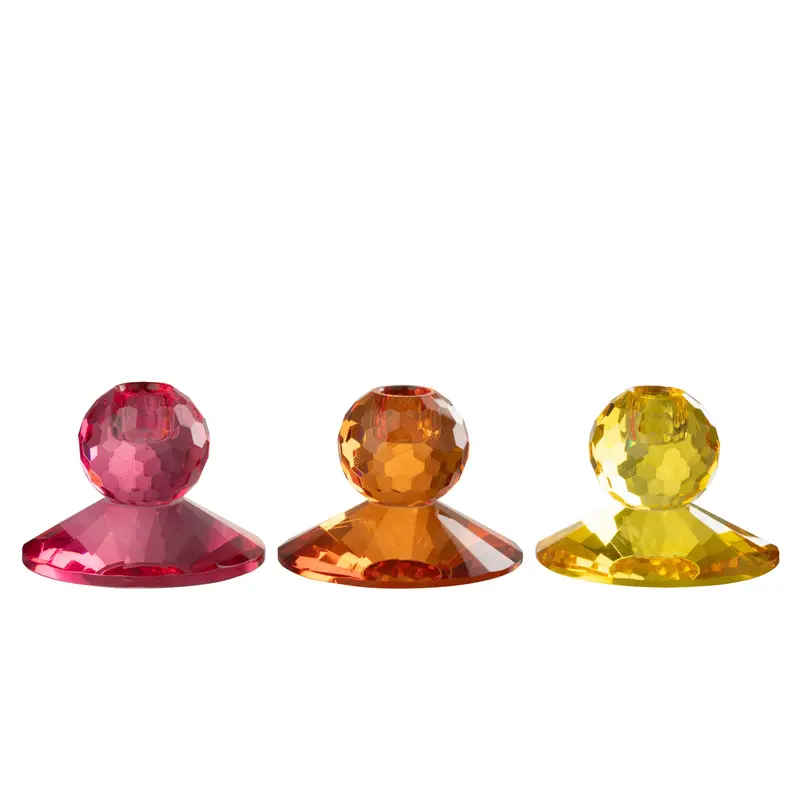 Kaarshouder Bal Glas Geel/Oranje set van 3 J-Line
