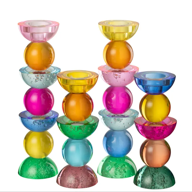 Kaarshouder Glas Meerkleurig Large Set van 2 J-Line