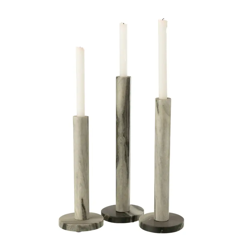 Kaarshouder Marmer Zwart/Lichtgrijs Set van 3 J-Line