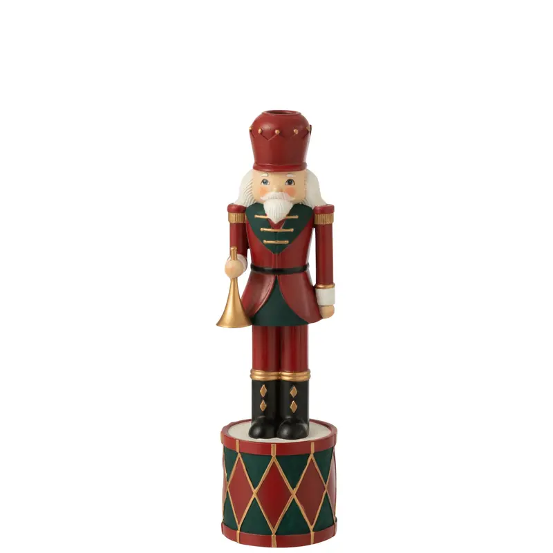 Kaarshouder Notenkraker Hars Rood/Groen Large H32,5cm J-Line