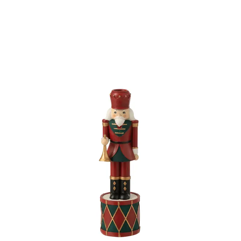 Kaarshouder Notenkraker Hars Rood/Groen Small H25,5cm J-Line