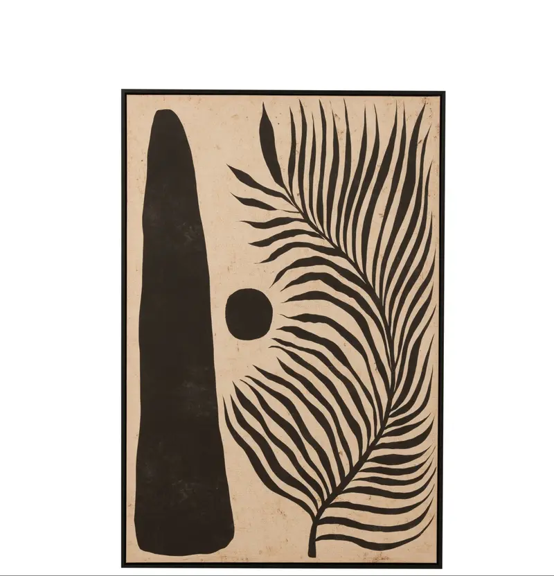 Kader Blad Abstract Hout/Canvas Bruin/Zwart J-Line