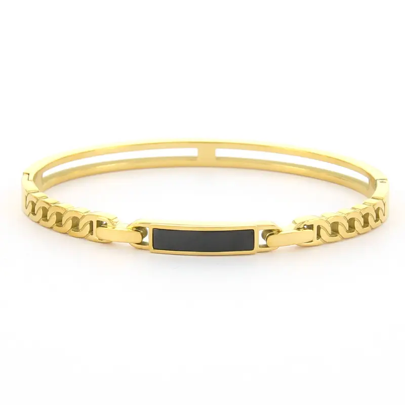 Kalli Armband (sieraad) Schakel Zwarte Steen Goud (18cm)