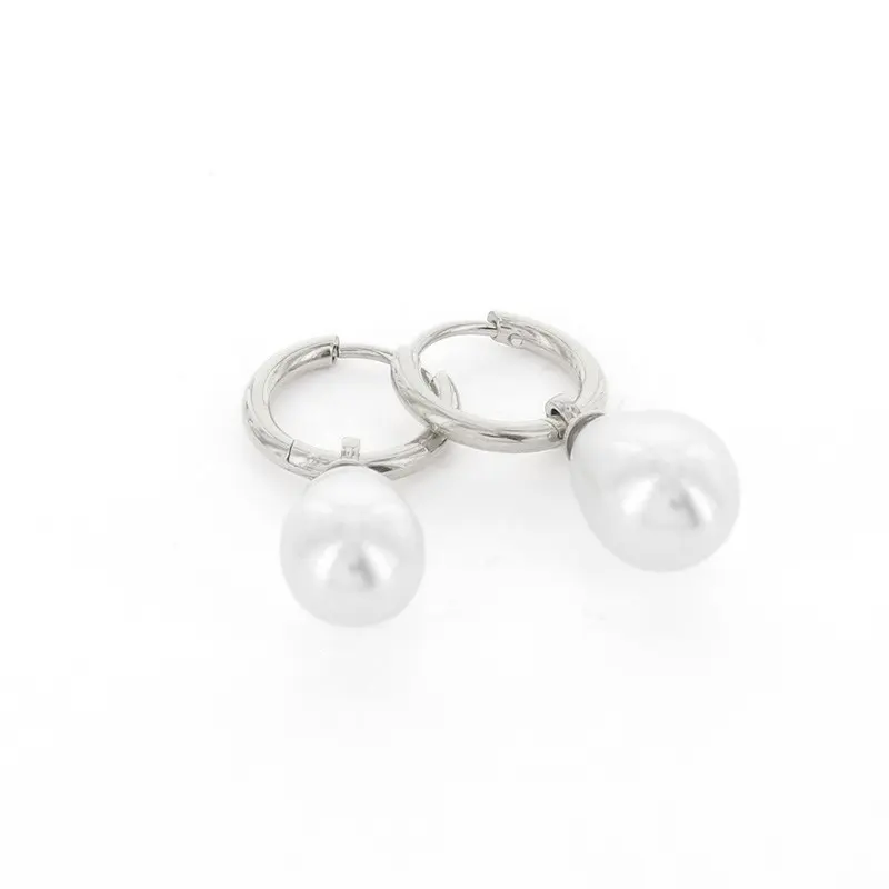 Kalli edelstalen Oorbel druppel parel (11MM)