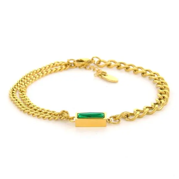 Kalli Kalli Armband (Sieraad) Vierkante Steen Groen