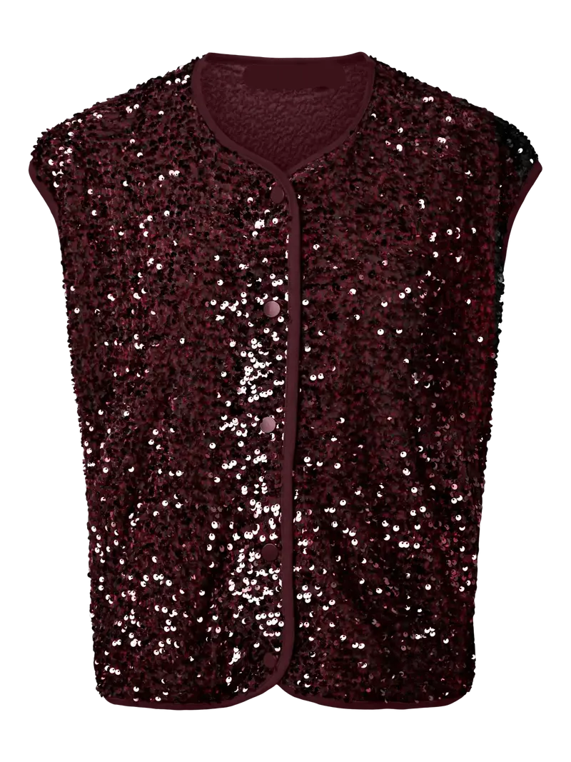 Kammy Katy gilet sequin tawny port