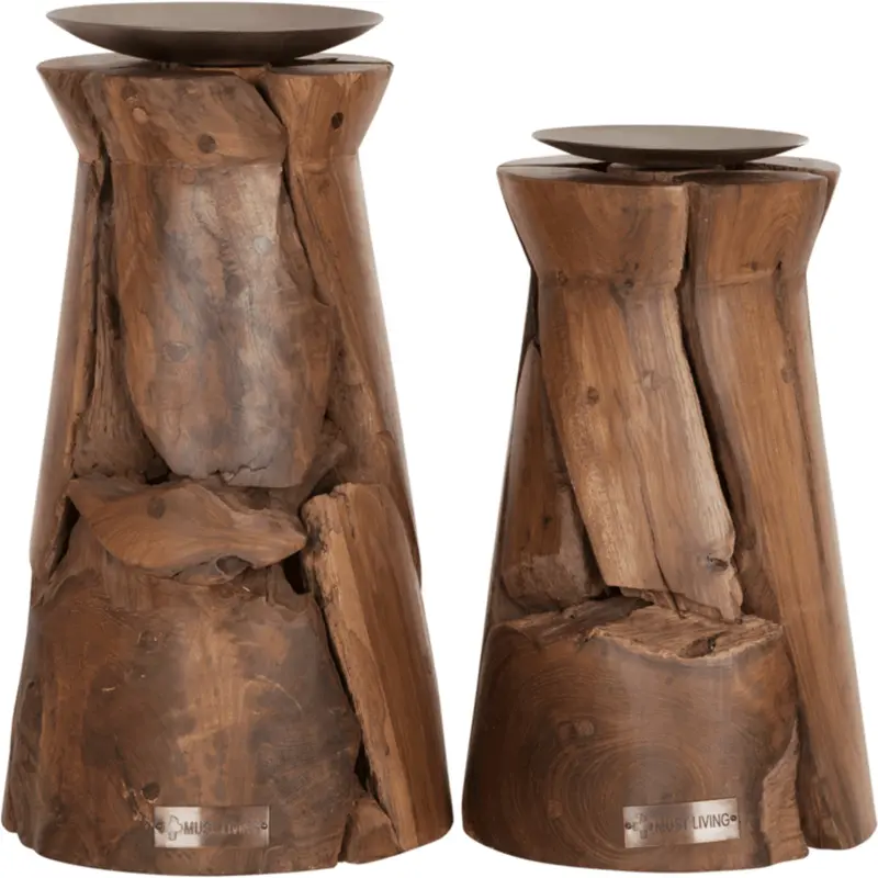 Kandelaar Flame Gerecycled Hout Large MUST Living