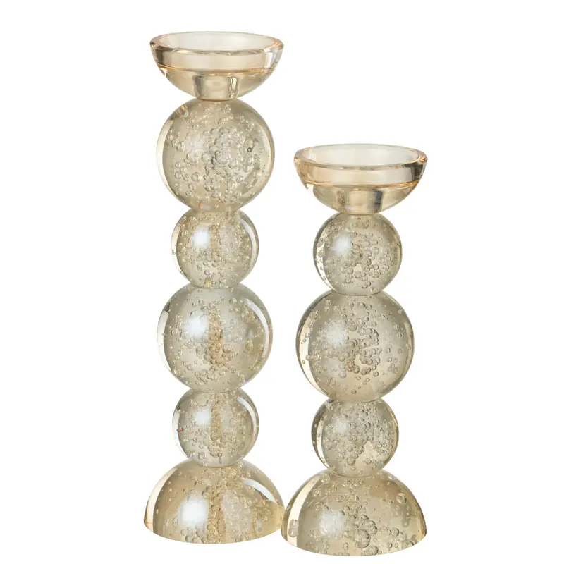 Kandelaar Glas Champagnekleurig Set van 2 J-Line