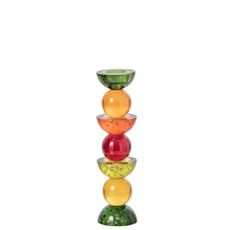 Kandelaar Glas Groen Paars Large Ø8xH30cm J-Line