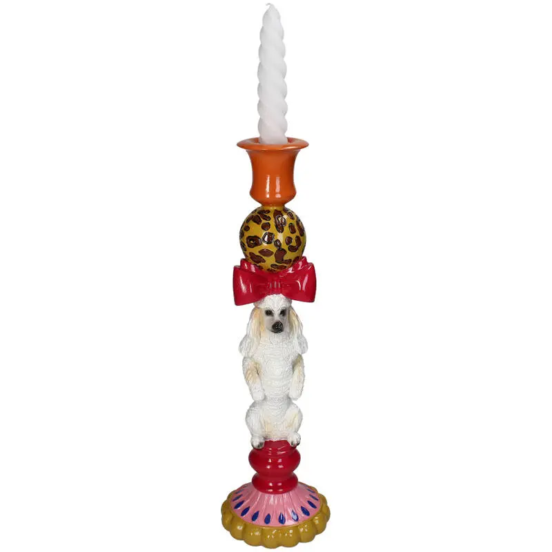 Kandelaar Hond Polyresin Multi 10,5x10,5x36cm