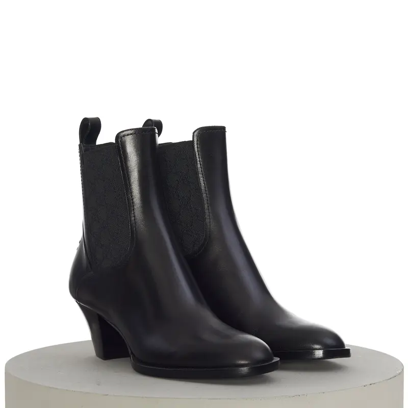 Karligraphy Boots In Black Leather With Medium Heel