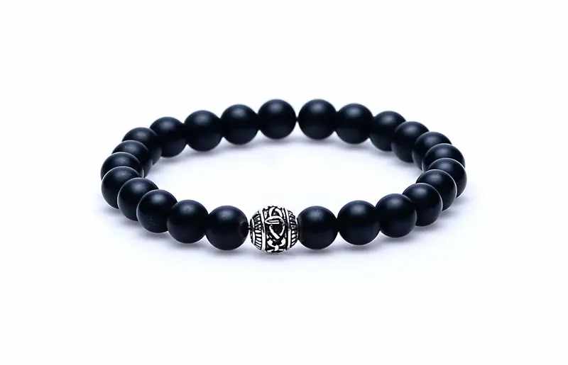 Karma Armband (sieraad) Black is Black silver round logo bead Black 86241