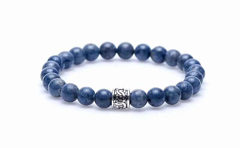 Karma Armband (sieraad) Blue Coral silver round cilinder logo bead Blue 86271
