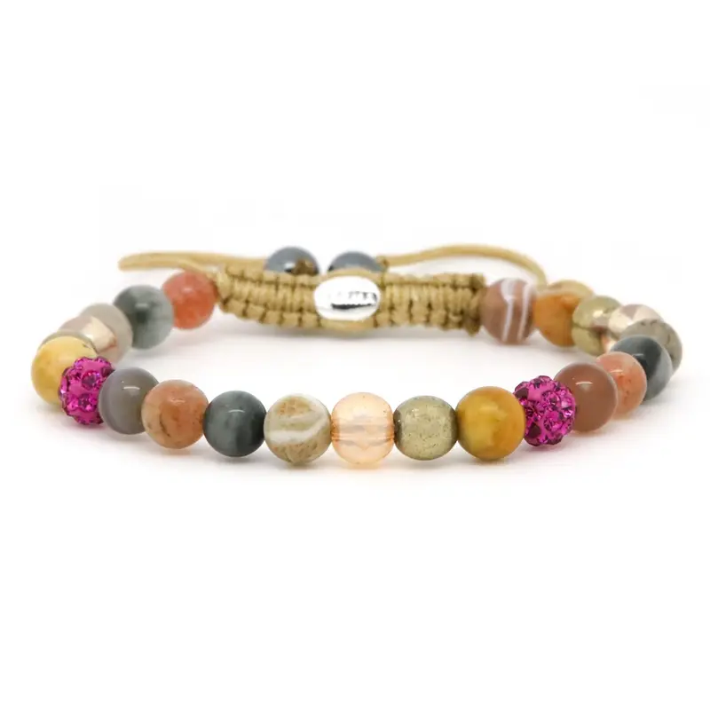 Karma Armband (Sieraad) Crunchy Leaves XS Fuchsia Crystal