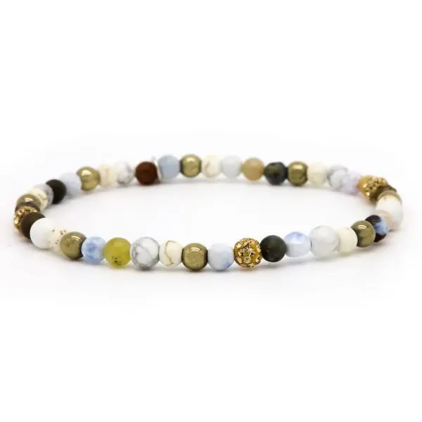 Karma Armband (Sieraad) Spiral Blue Bubble XXS Elastic (gold crystal)