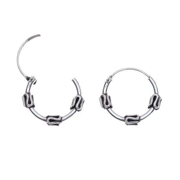 Karma Bali hoop oorringen slingermotief Zilver (10MM)