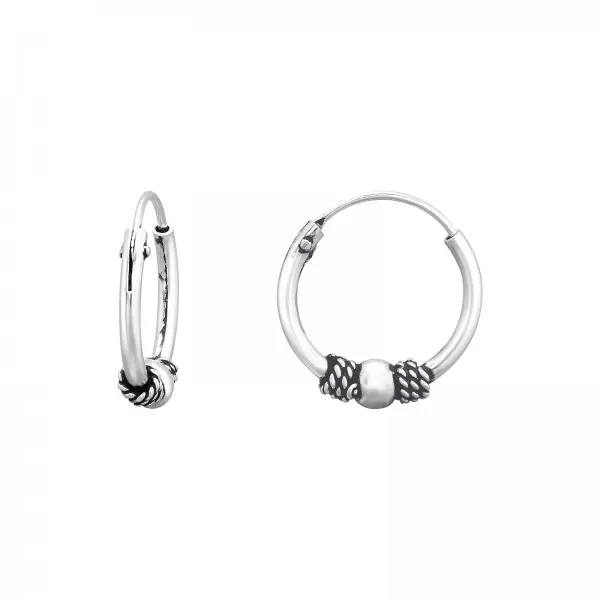 Karma Bali hoop oorringen Zilver (12MM)