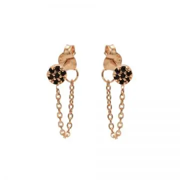 Karma Chain oorbel Black Zirconia disc Rosé