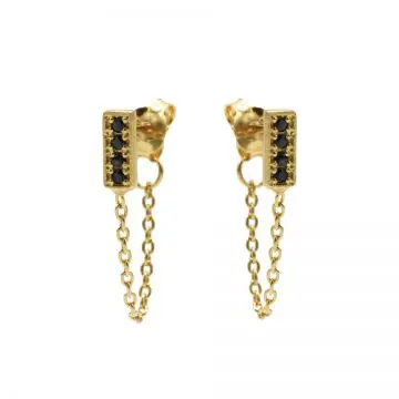 Karma Chain oorbel Black Zirconia Rectangle