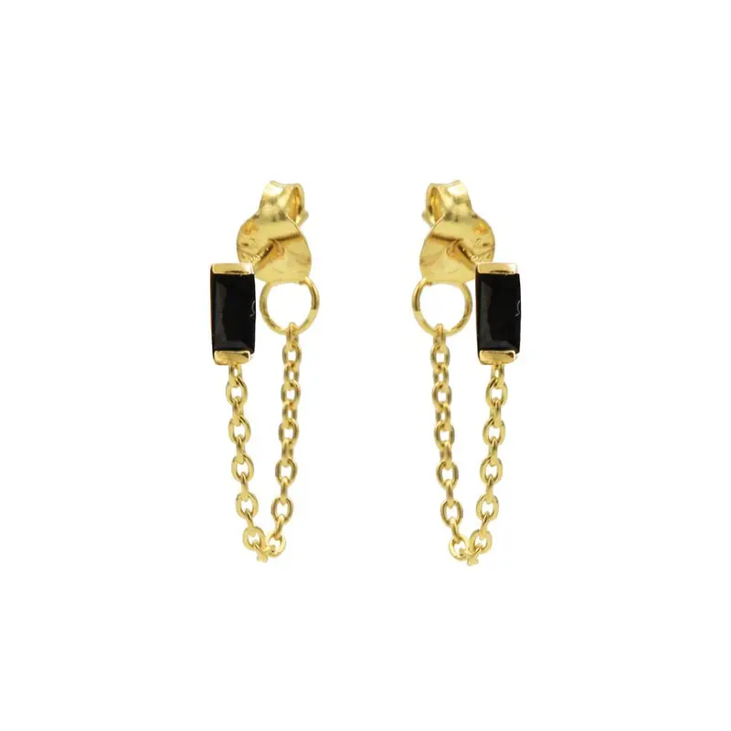 Karma Chain Oorbel Black Zirconia Single Square