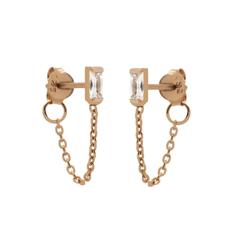 Karma Chain Oorbel White Zirconia Single Square
