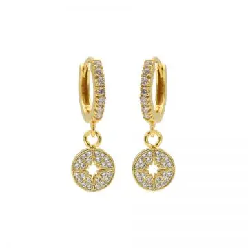 Karma creool symbool zirkonia disc morning star goud M2957