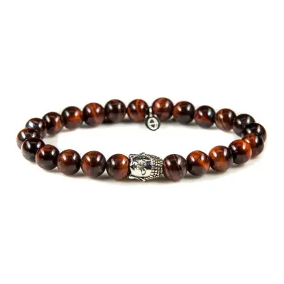 Karma dames armband Silver Buddha Red Tiger 86112 (LENGTE 17.5-19CM)