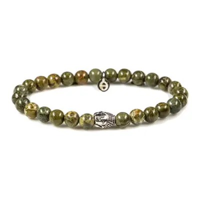 Karma dames armband Silver Buddha XS Bra Jasper 87042 (LENGTE 17.5-19CM)