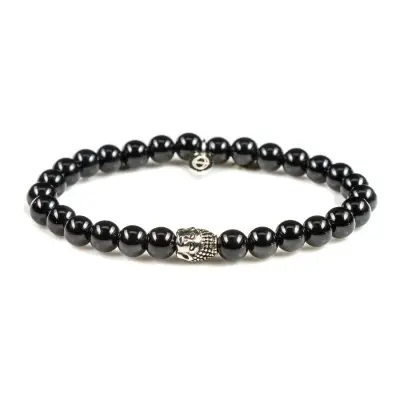 Karma dames armband Silver Buddha XS Onyx 87040 (LENGTE 17.5-19CM)