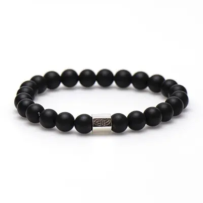 Karma heren armband 86567 Black to Black Silver Bead (LENGTE 18-20CM)