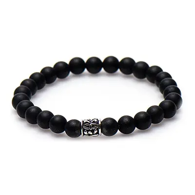 Karma heren armband 87126 Black to Black Zilver Bead (LENGTE 18-20CM)