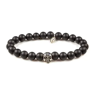 Karma heren armband Black is Black Skull 86011 (LENGTE 18-20CM)