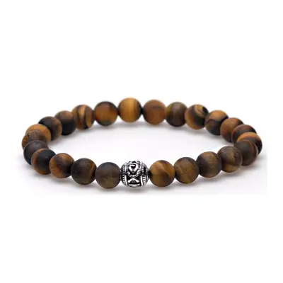Karma heren armband Tiger Without Fear Silver (LENGTE 18-20CM)