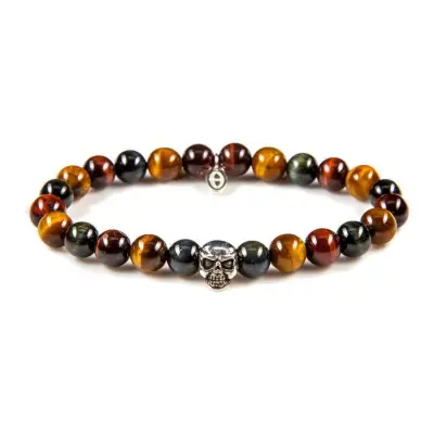 Karma heren armband Tigereye Skull (LENGTE 18-20CM)