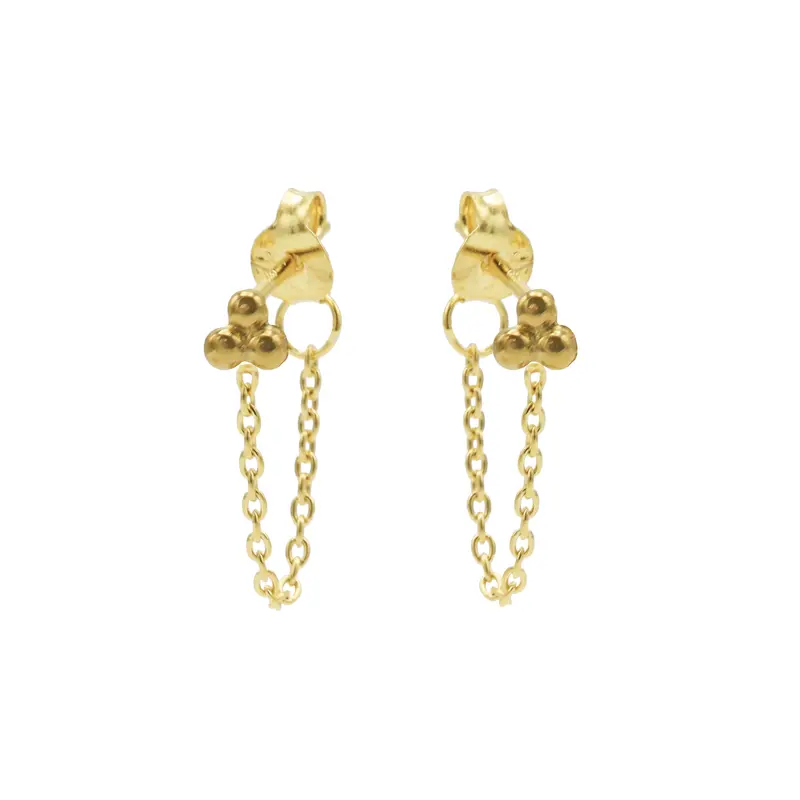 Karma oorbel chain triple dots
