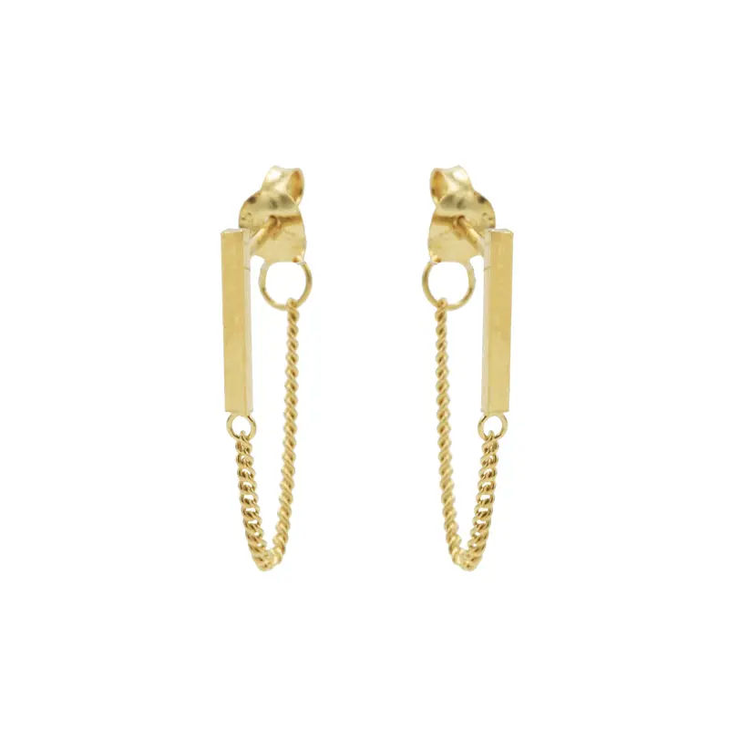 Karma oorbel chain tubes square