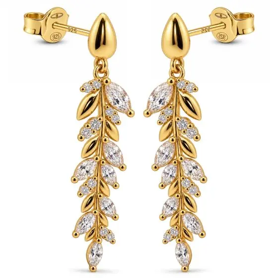 Karma Oorhangers Symbols XL Zirconia Blossom Ivy Goudkleurig