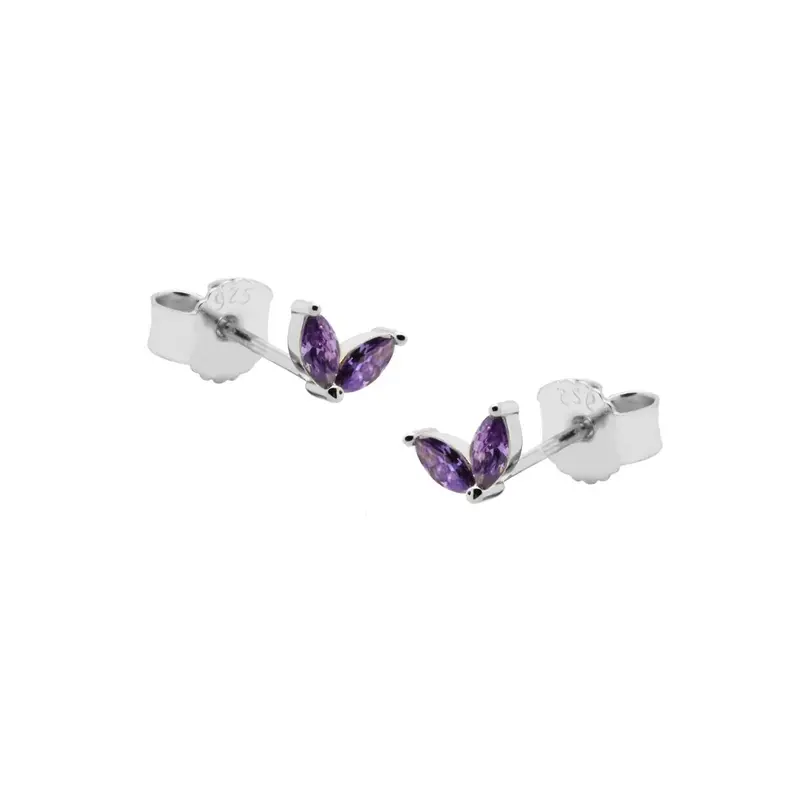 Karma Oorknoppen symbol double leaves zilver