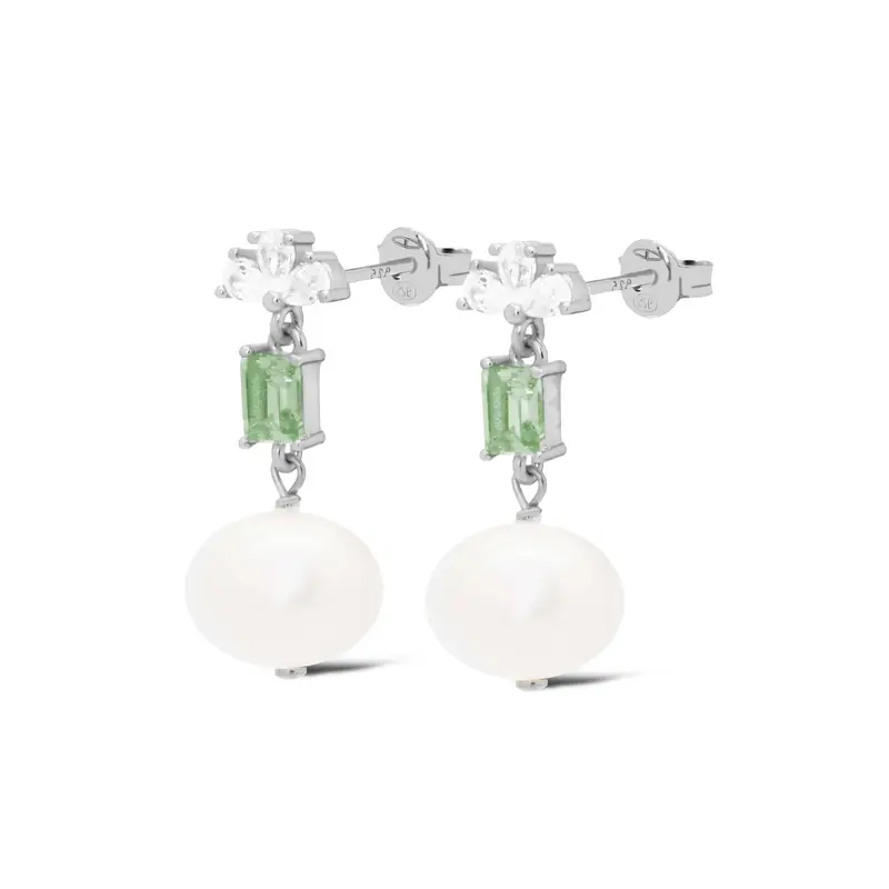 Karma Oorknoppen Symbols XL Bowie Zirconia Pearl Green