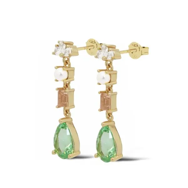 Karma Oorknoppen Symbols XL Misa Zirconia Pearl Green