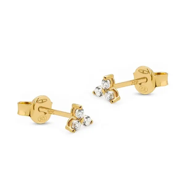 Karma Oorknoppen Zirconia Triple Flower Crystal Goldplated