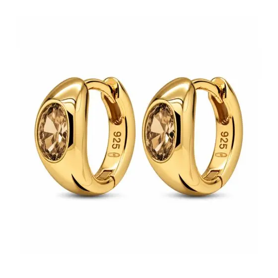 Karma Oorringen Hinged Hoops Solitaire Goldplated Champaign