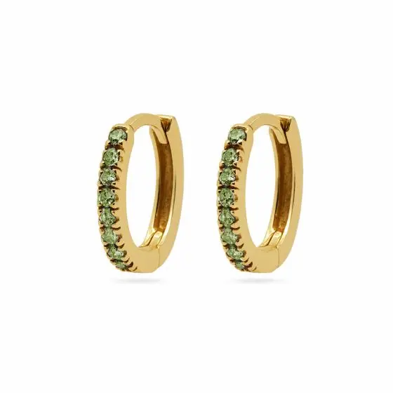 Karma Oorringen Plain Hoops Round Zirconia Goldplated Olive Green