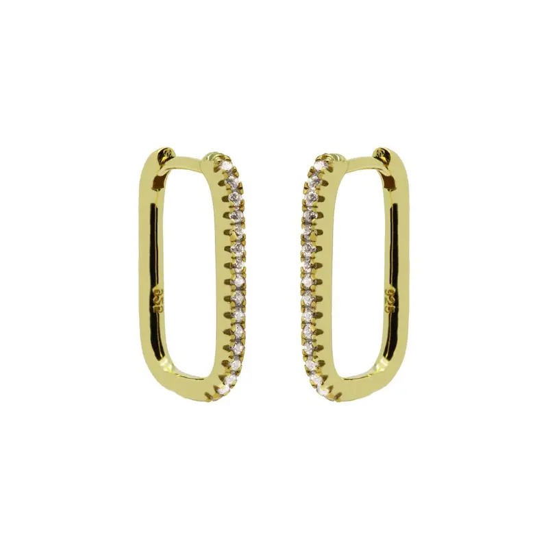 Karma Oorringen square hoop 1 rij strass
