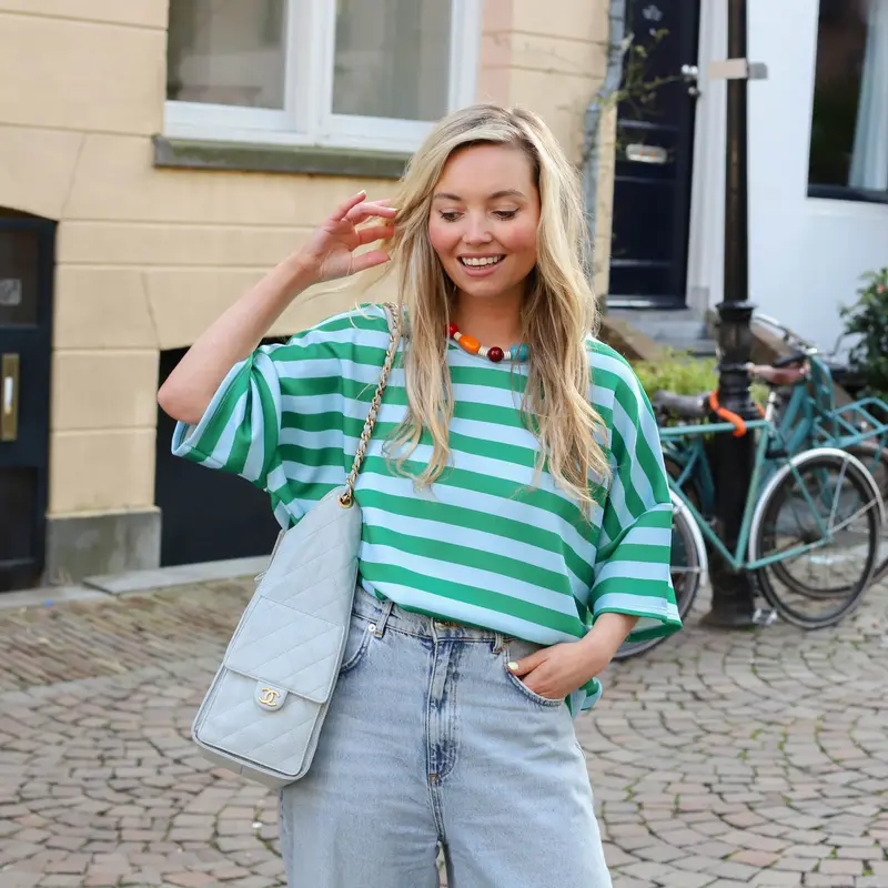 Kate streep tee blauw groen