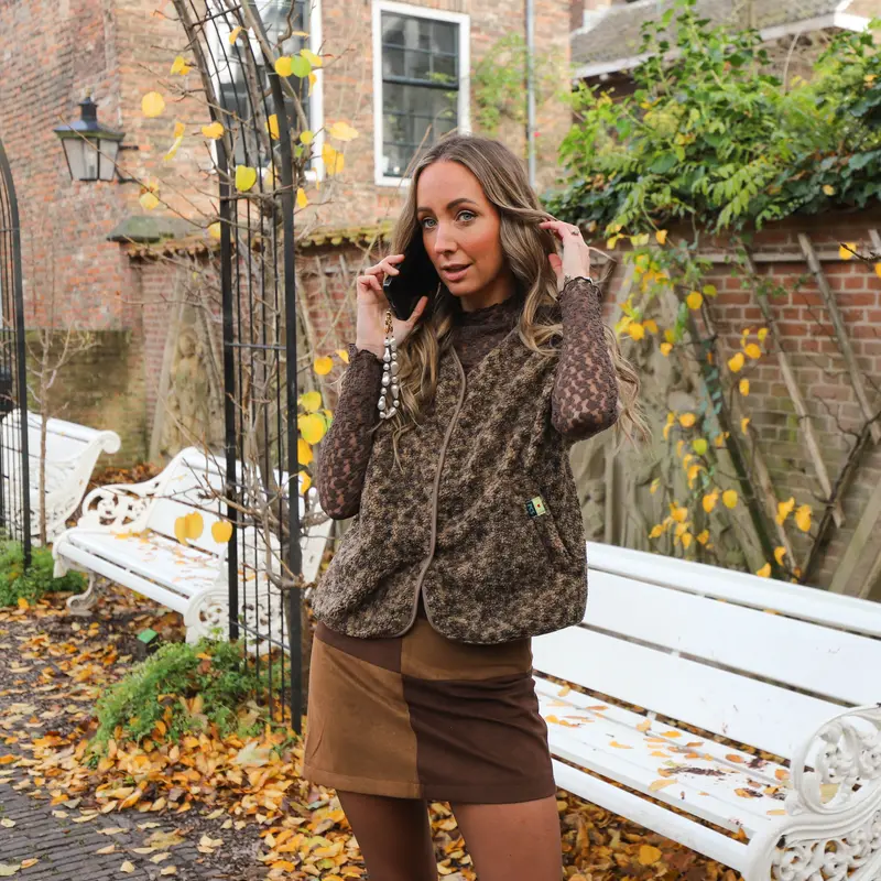 Katty teddy gilet tanning leopard