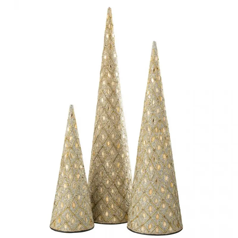Kegel Ijzer/Kralen Wit/Goudkleurig Set van 3 J-Line