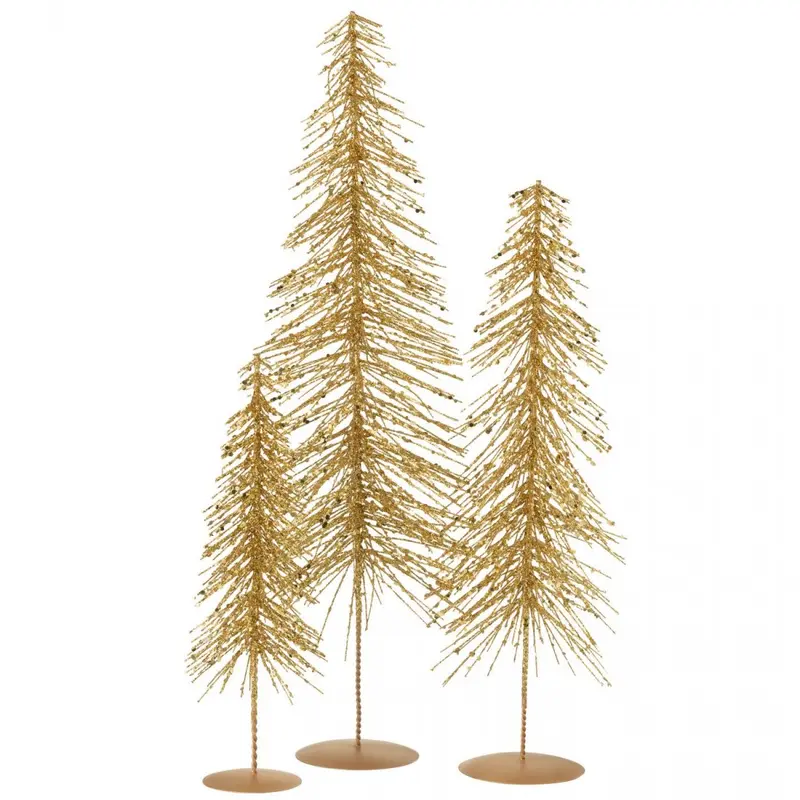 Kerstboom Glitters Plastiek Goudkleurig Set van 3 j-Line